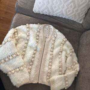 FRAME Zip-Front Pom Pom Cardigan